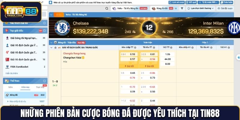 Những phiên bản cược bóng đá được yêu thích tại Tin88